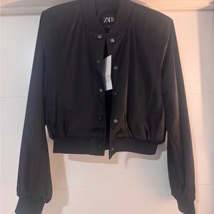 BNWT Zara Women's Elegant Black Bomber Jacket